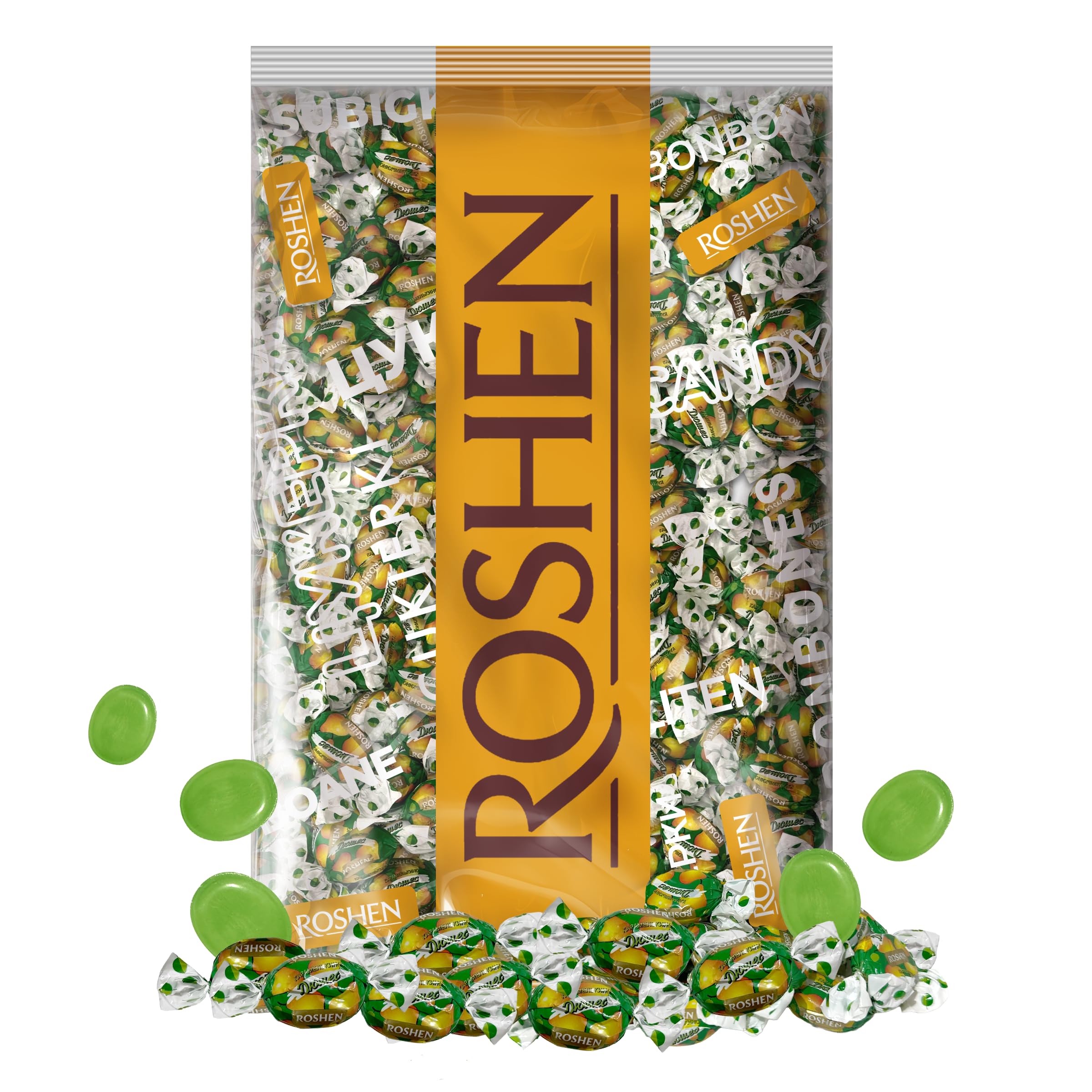 Roshen Duchess Pear Hard Candies, Kosher and Halal, Delicious, Flavorful hard Sweets Bulk Candy, 1kg/2.2lbs