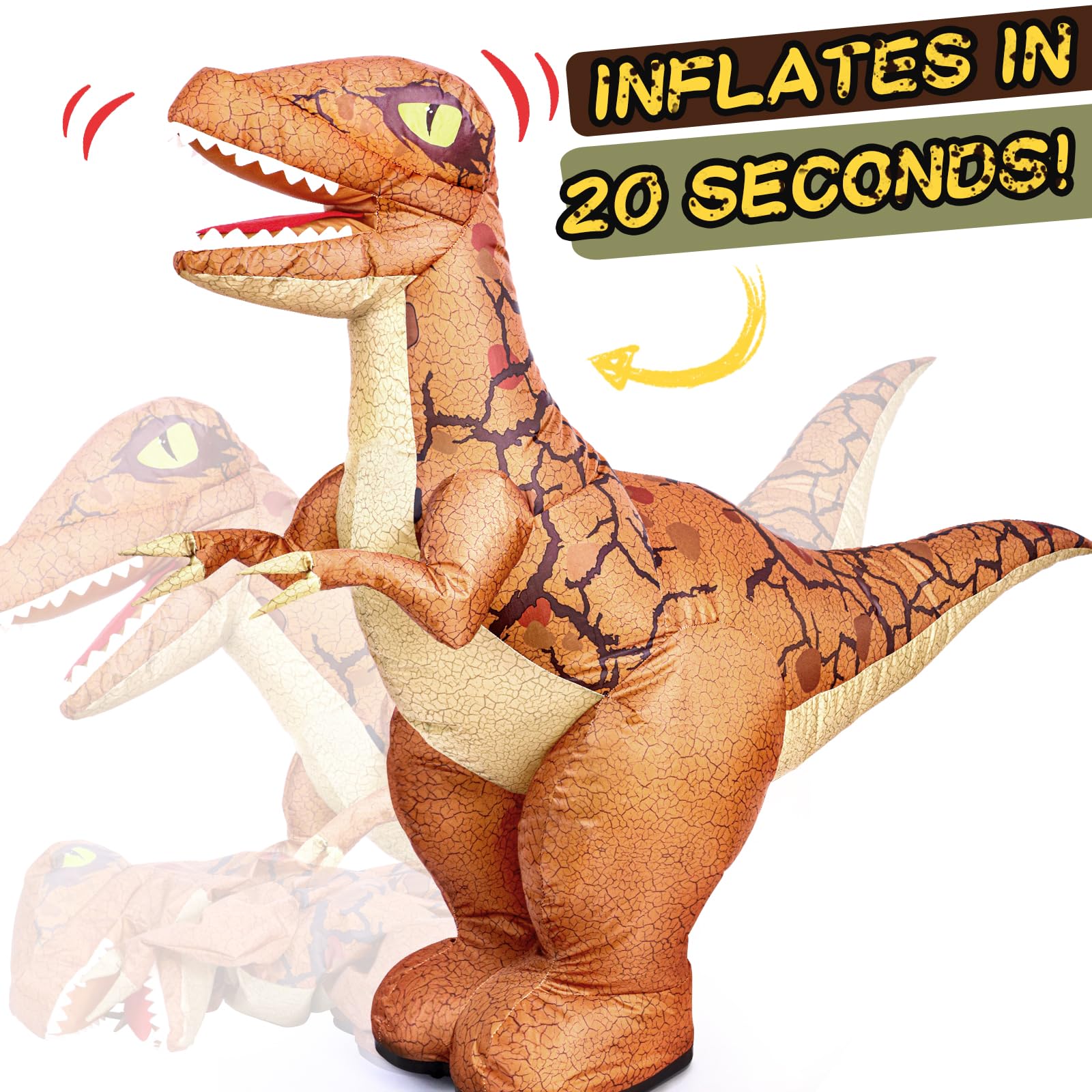 Jovow 2.4GHz Fernbedienung Aufblasbarer Dinosaurier Spielzeug,Elektrischer Dino mit 360° Drehung&Vorwärts/Rückwärts Laufen,Geschenk für Jungen Kinder 6-8 8-12 Jahre Geburtstag (Brown)