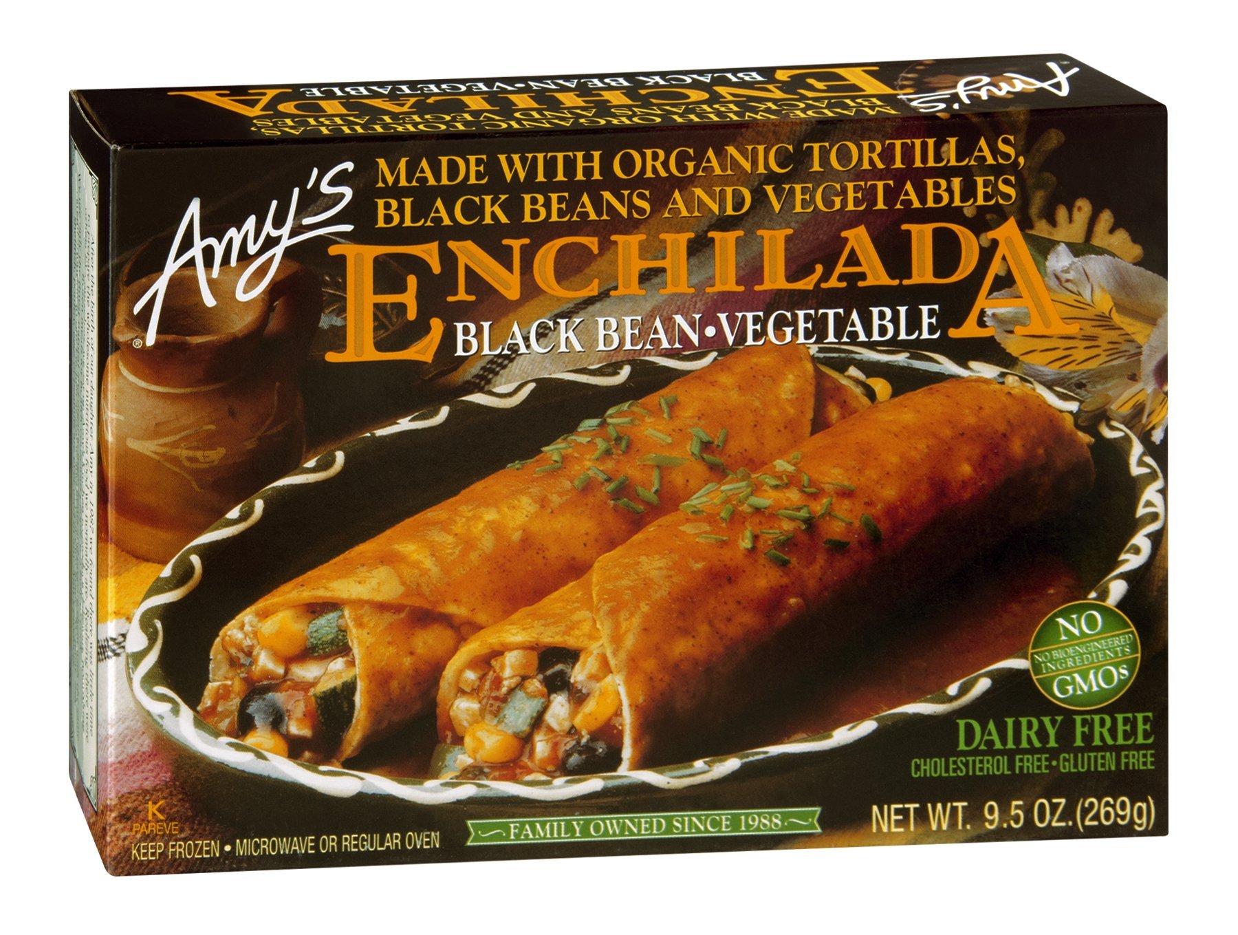 Amy's Black Bean & Vegetable Enchilada, Organic, 9.5-Ounce Boxes (Pack of 12)
