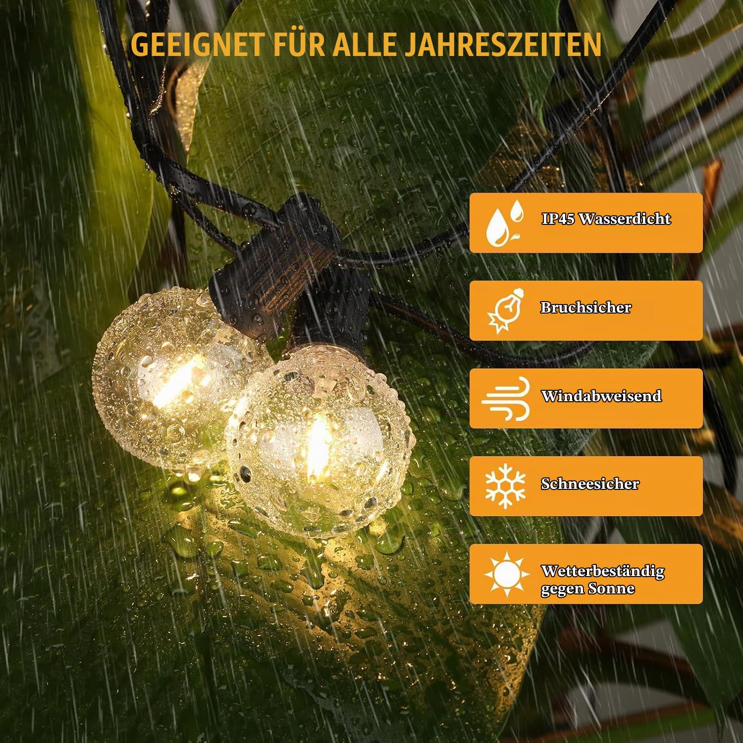 Lichterkette Außen, 30M Dimmbar Lichterkette Outdoor mit Fernbedienung, 50+2 Bruchsicheren Birnen, IP45 Wasserdicht, Outdoor Lichterkette 2700K Warmweiß, Für Garten, Terrasse, Bistro, Haus