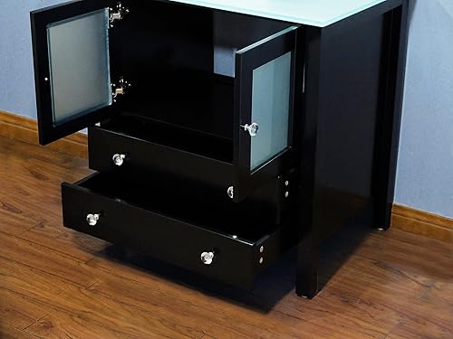 Miniatura 8 de Juego de lavabo moderno de madera independiente de 30 pulgadas, espejo de baño incluido