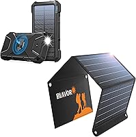 Vista 1 de BLAVOR Banco solar de la energía del cargador de 20,000mAh más el panel solar de 30W