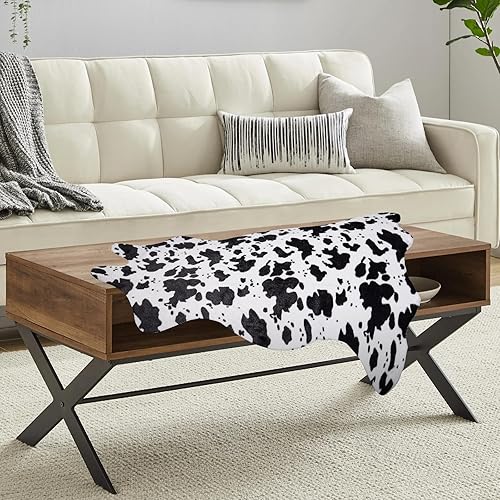 Miniatura 4 de Sgizoku Alfombra con estampado de vaca sintética, bonita alfombra de área divertida para decoración de habitación occidental, alfombra de vaca para