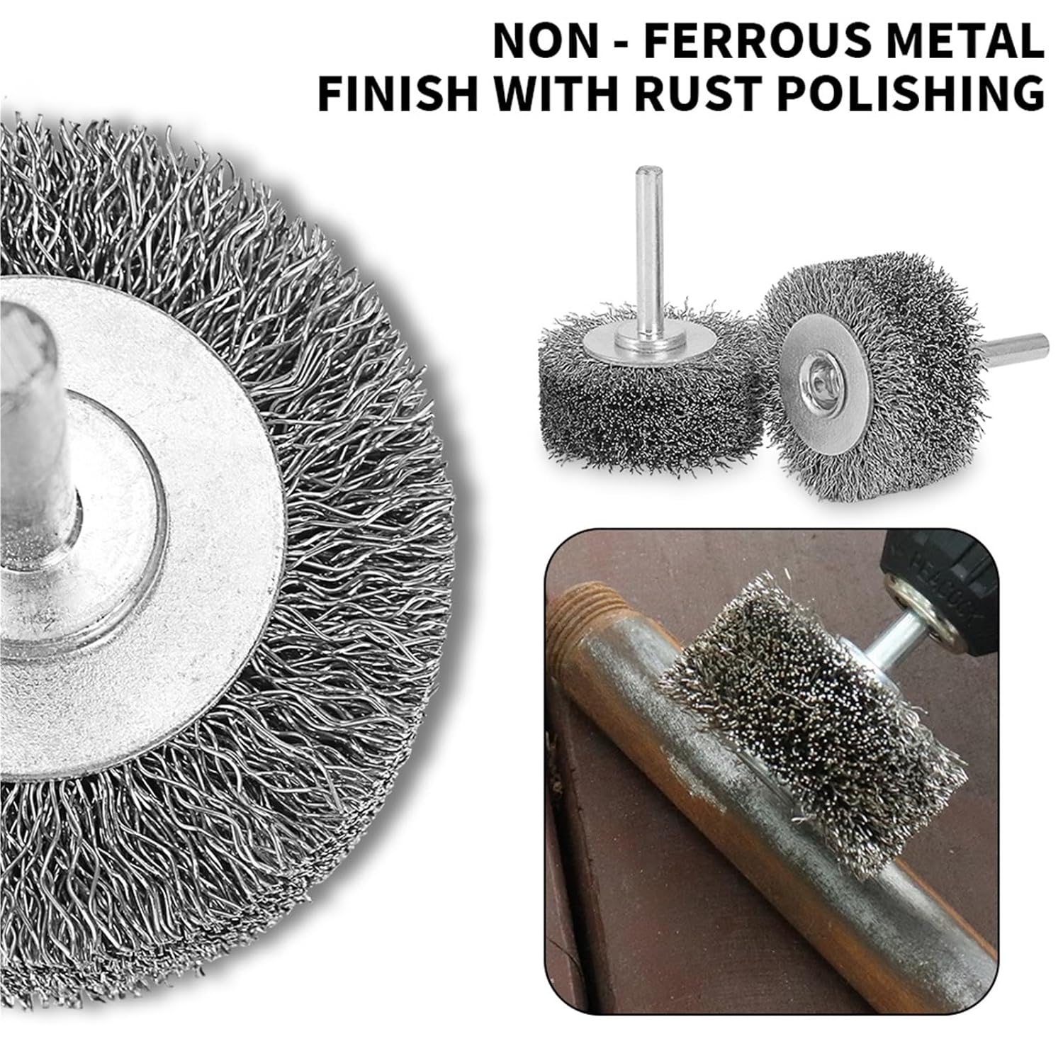 50mm Wire Brush Wheel 2" Stainless Steel Polishing Brush 6mm Shank Rotary Tool for Metal Wood Deburring Abrasive Brush 1pc
