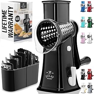 Zulay Kitchen Rotary Cheese Grater 5 Blade Cheese Shredder - Manual Hand...