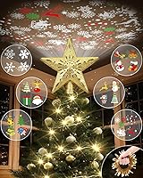 Vista 42 de Decoración para árbol de Navidad iluminada con 6 patrones proyectados, estrella de Navidad con luces giratorias LED integradas, proyector