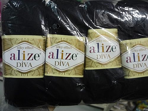 Miniatura 4 de Hilo para tejer a mano, hilo acrílico 100% microfibra, hilo Alize Diva, efecto seda, ganchillo arte, encaje, manualidades, lote de 4 madejas, 1532