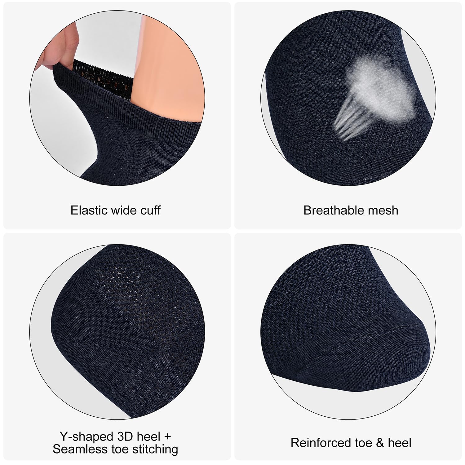 Gogogoal 6-paia Calzini da quarto in cotone Uomo Donna, antiodore traspiranti, Leggero crew Calze corsa commercio casual lavoro 36-42 43-49 Primavera Estate Autunno