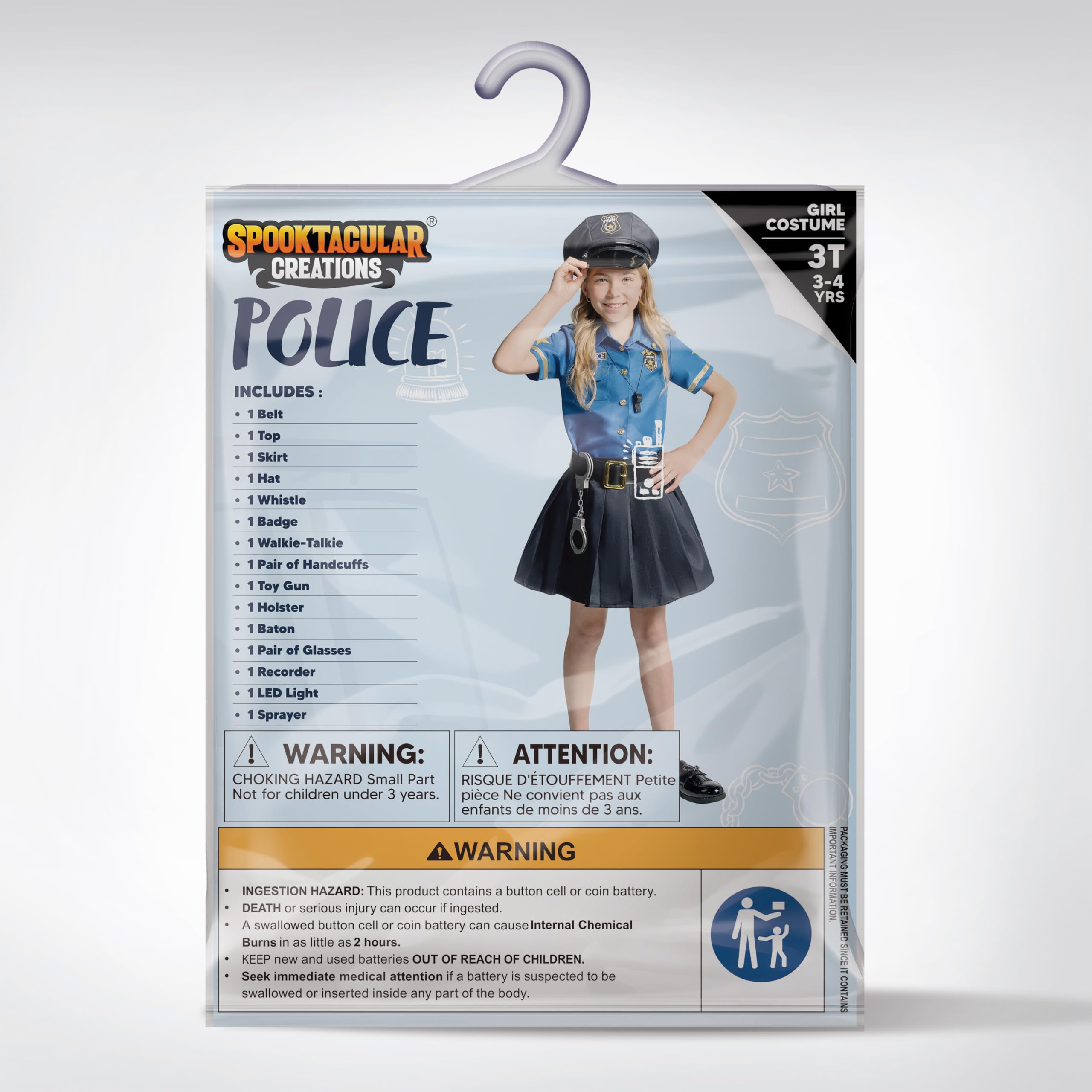 Spooktacular Creations Kostium policyjny na Halloween, dla dziewczynki, jasnoniebieski, styl