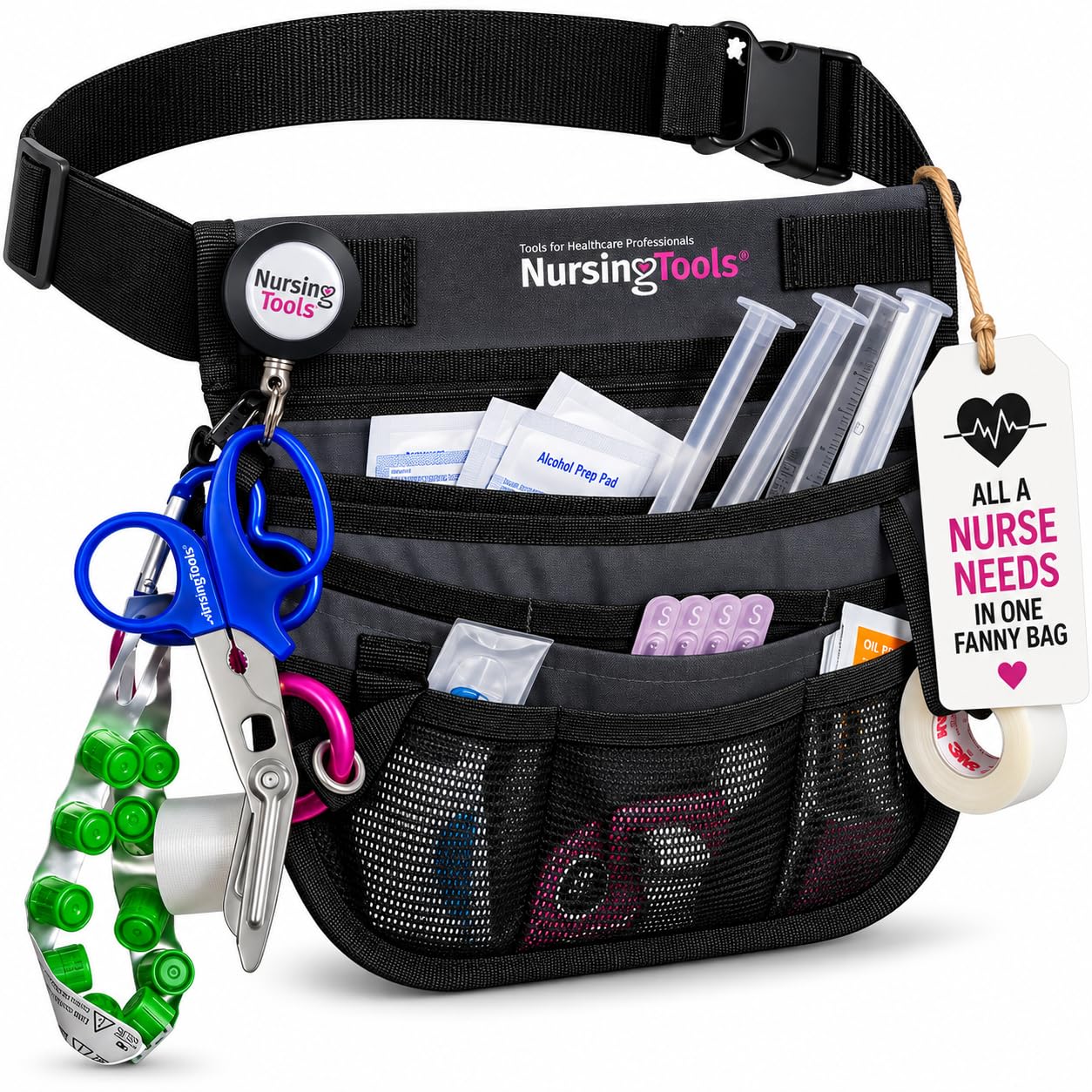 Kangapak Nurse Fanny Pack Multi Compartment Waist Organizer Tool Bag for Students, Practitioners &amp; Medical Professionals