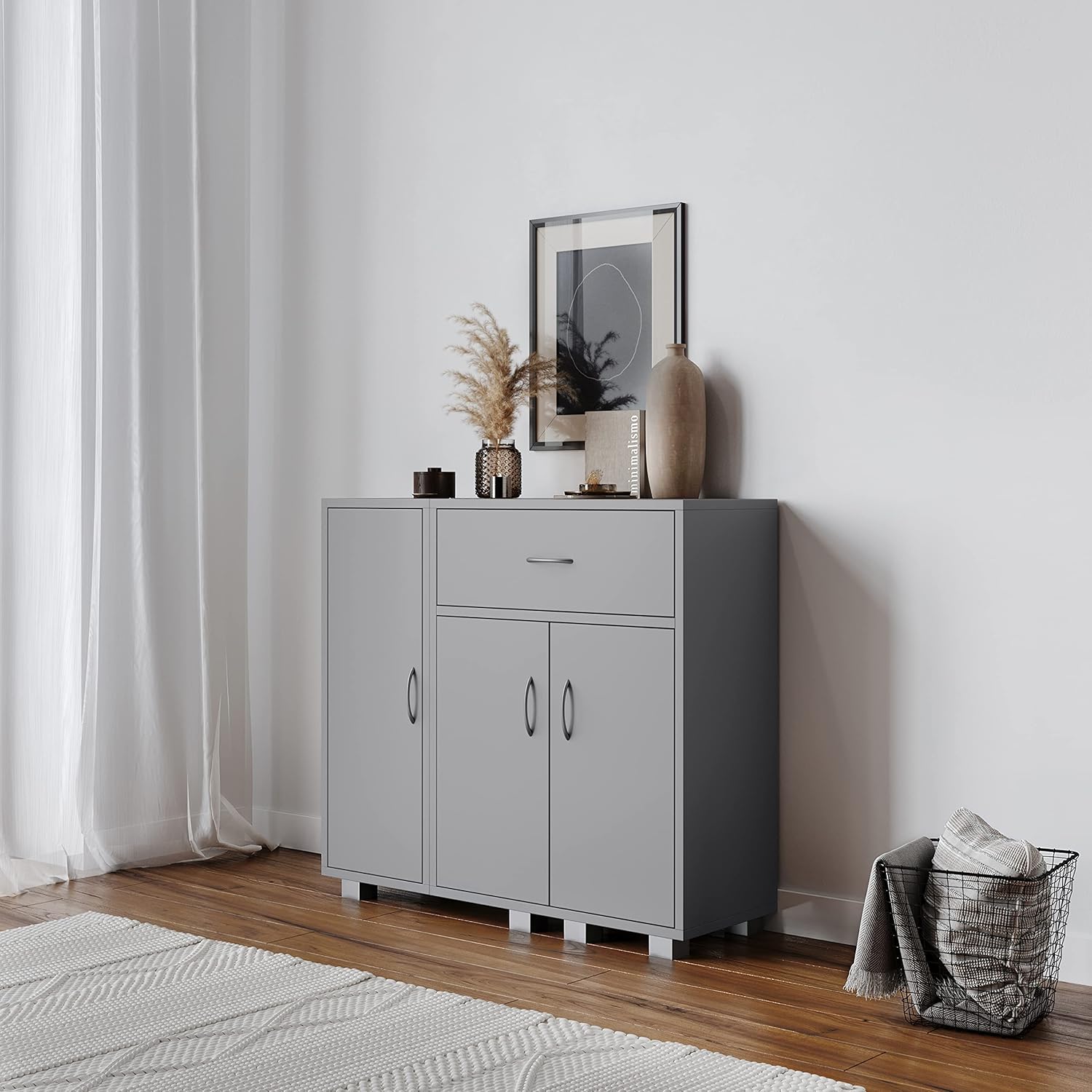 URBNLIVING Wooden Free Standing With Side Corner (Grey