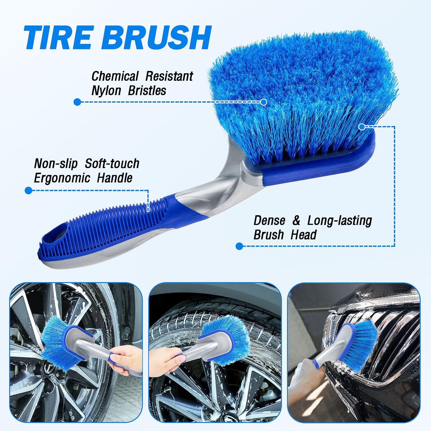 62" Car Wash Brush Kit with Hose Attachment, Scratch-Free Microfiber & Soft Bristles, Long Handle Wash Mop for Cars, Trucks, SUV & RV – Flow-Through Cleaning Kit with Mitt, Towel & Tire Brush