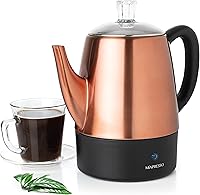 Vista 13 de Mixpresso Pequeña cafetera eléctrica de 4 tazas, cafetera de acero inoxidable, Percolador de café eléctrico con función de mantener el calor, 4