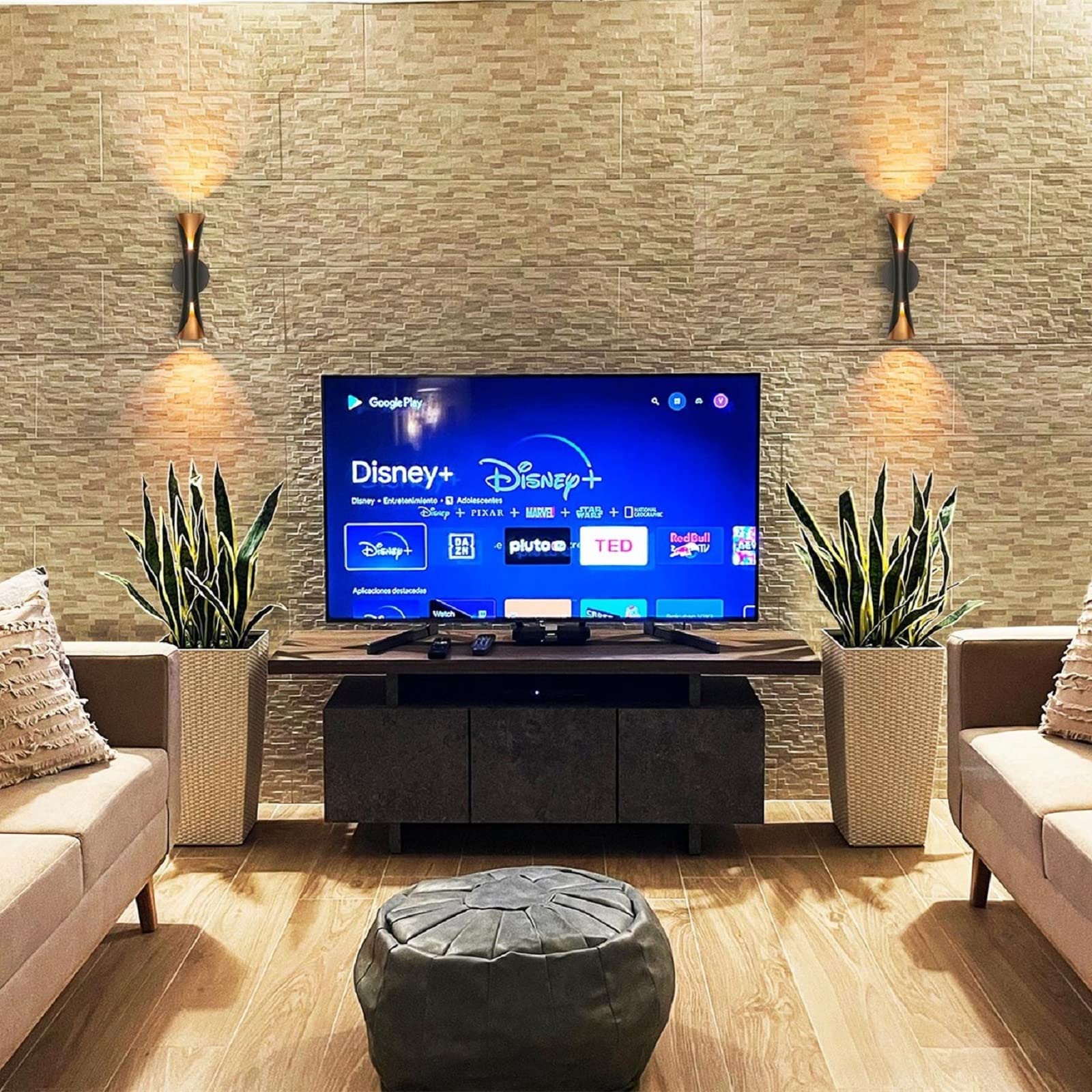 Tubicen Black Gold Wall Sconce, 2-Light Dimmable Decorative Sconces Wall Lighting Up Down, Modern Art Deco Wall Lamp, Indoor Wall Lights for Living Room Bedroom (Bulb Excluded)