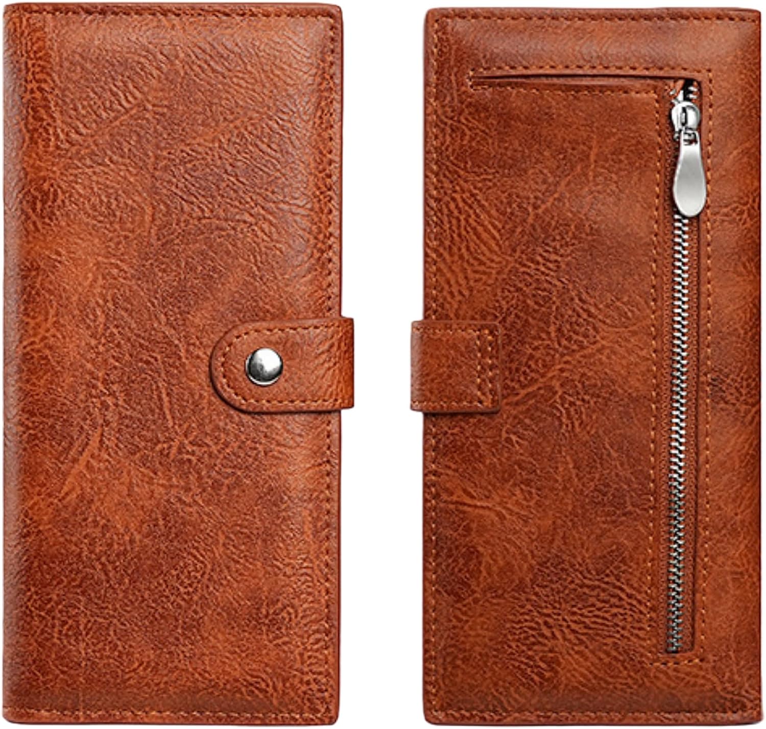 Womens Wallet RFID Slim Wallet for Women Thin Ladies Card Holder Leather Bifold Clutch with ID Window Zipper Pocket