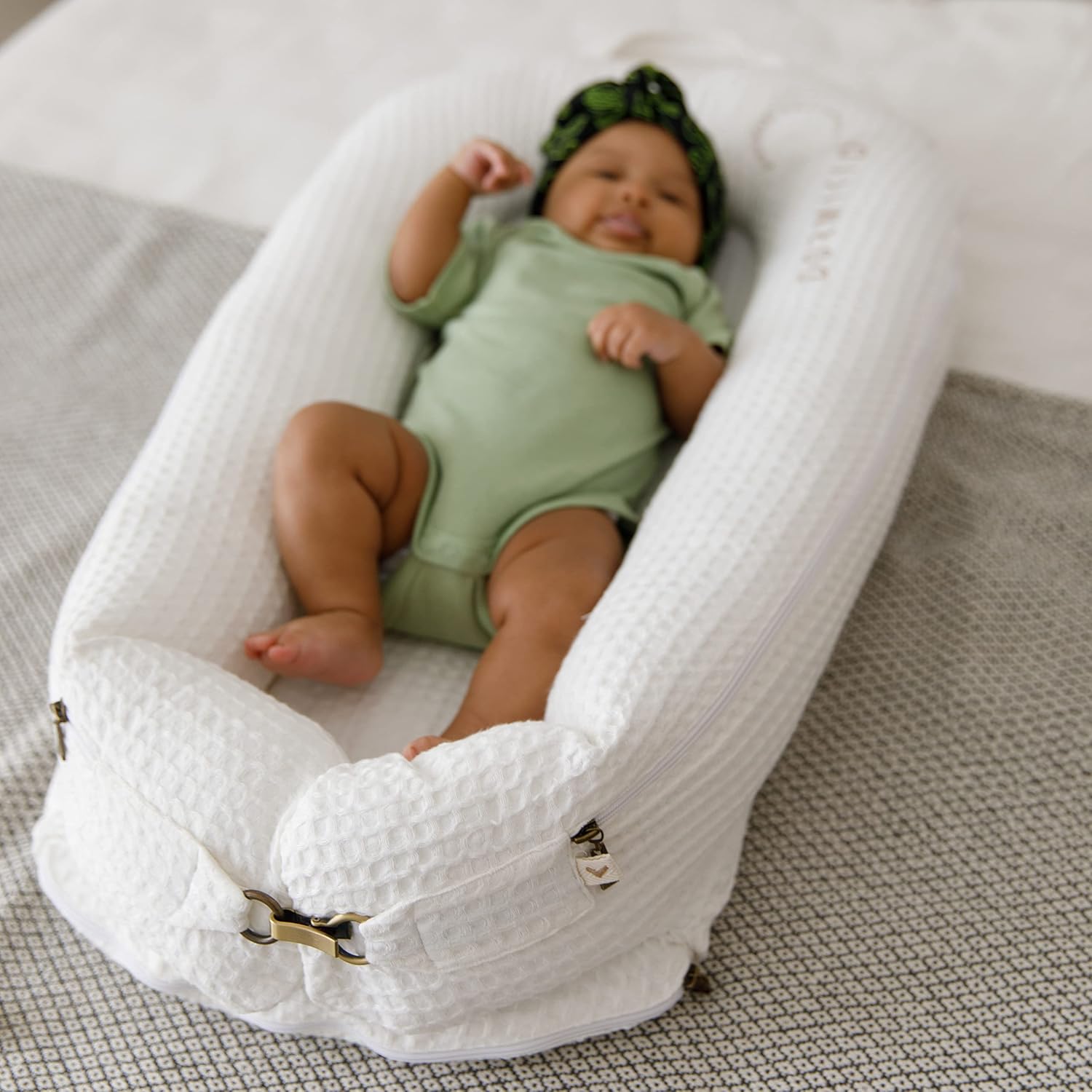 Organic Cover Deluxe+ for Docks • 100% Cotton Premium Quality Oeko-TEX Standard • Pure Breathable Replacement Soft Cover with Embroidery • Deluxe Plus • Cover Only • (Brown Waffle)