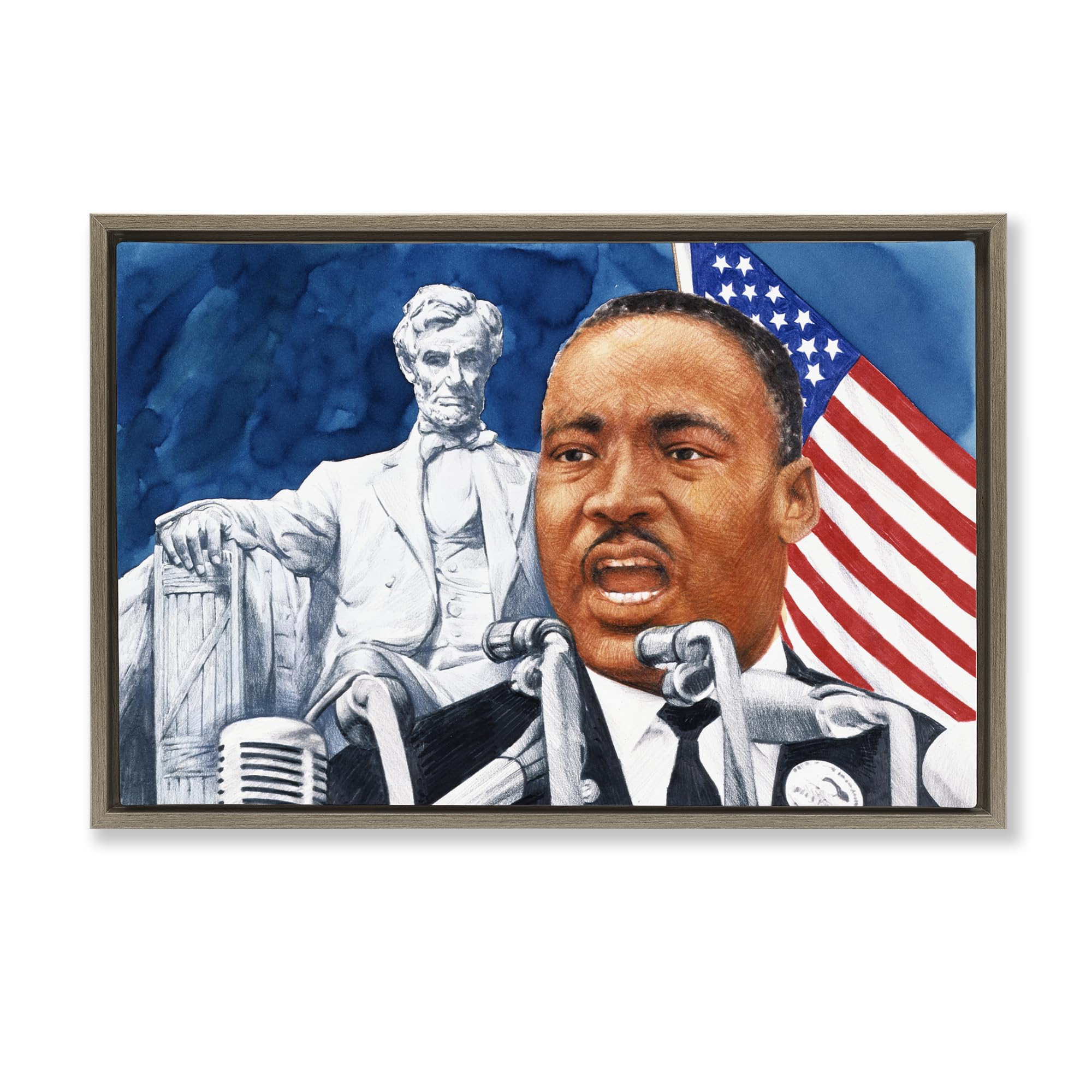 '1960s American Speech Portrait'| Floating Frame Canvas Art