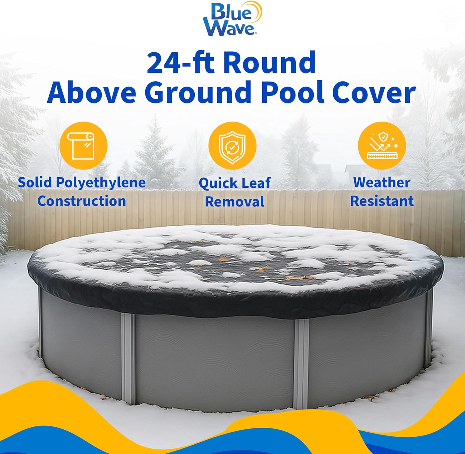 blue wave 8-year 24-ft round above ground pool winter cover navy blue 24' (round)