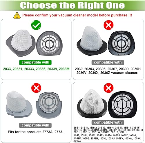 Miniatura 2 de Filtro de peso pluma compatible con Bissell Featherweight Stick Aspiradora ligera sin bolsa 2033 20331 20333 20334 20336 20339 2033M, 6 filtros de