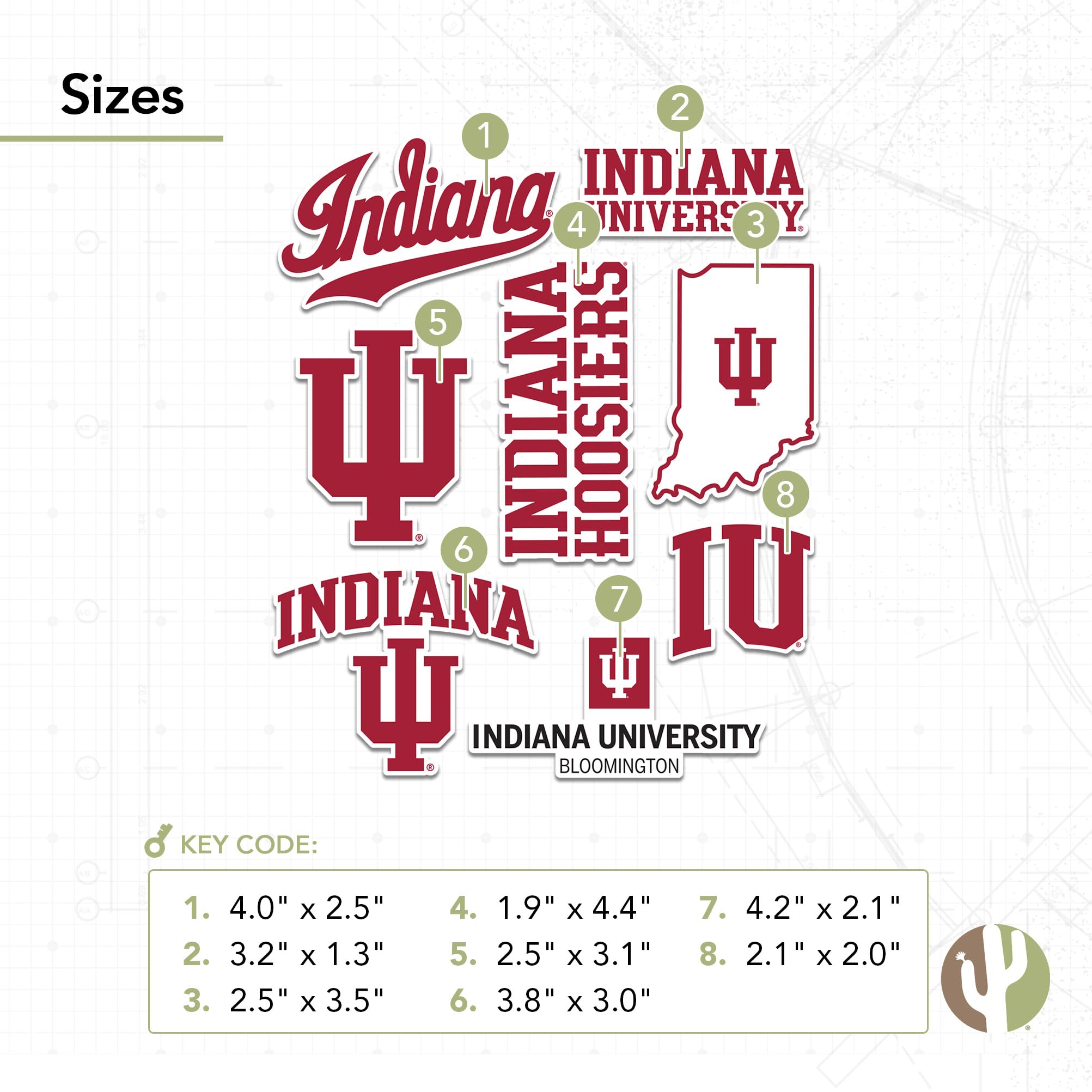Desert Cactus Indiana University Sticker - Hoosiers Vinyl Decal For Laptop, Car, Water Bottle