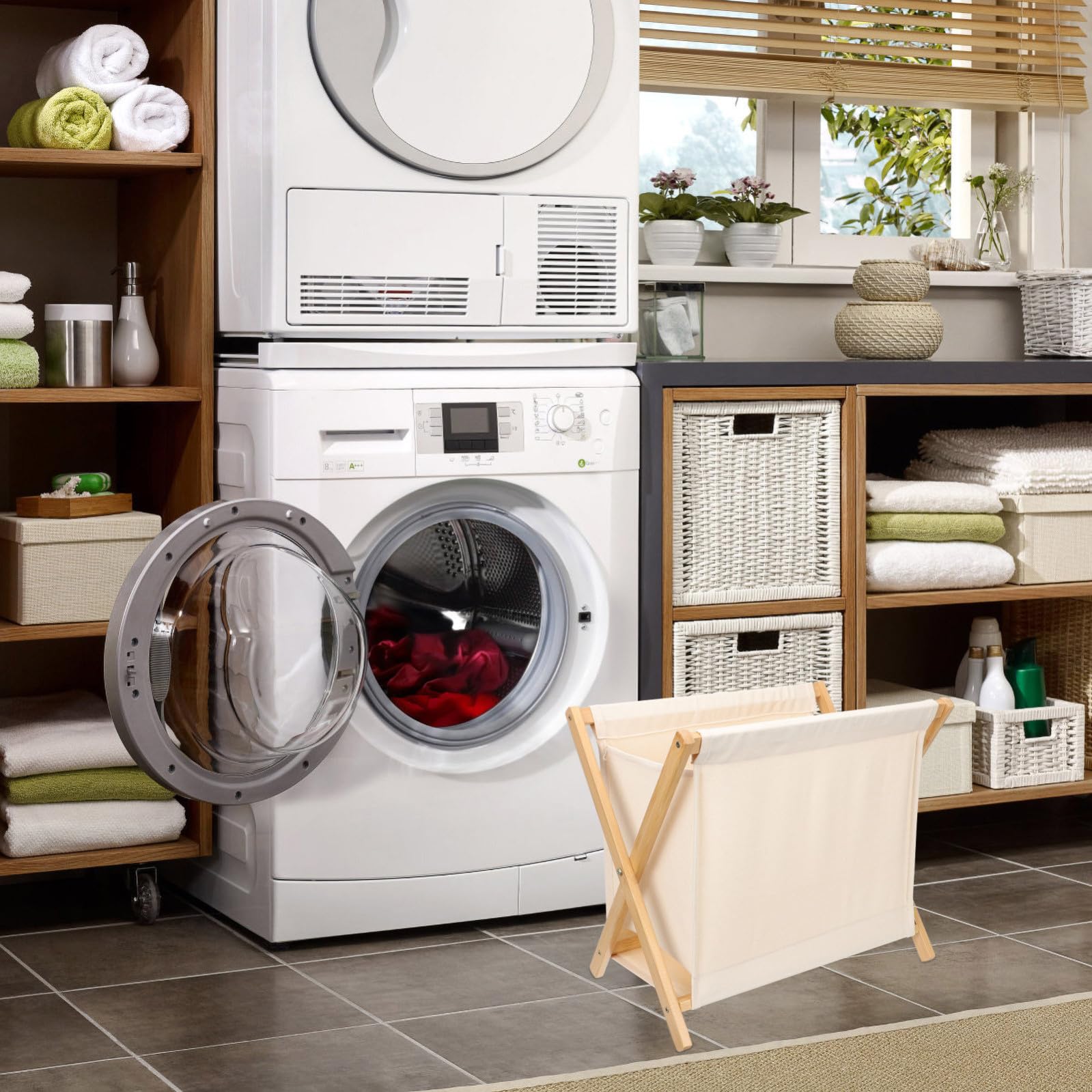 GALPADA Cesto Porta Biancheria Pieghevole in Cotone e Lino Beige Contenitore Multiuso per Giocattoli Abiti e Libri Organizer Leggero e Spazioso per Camera e Lavanderia