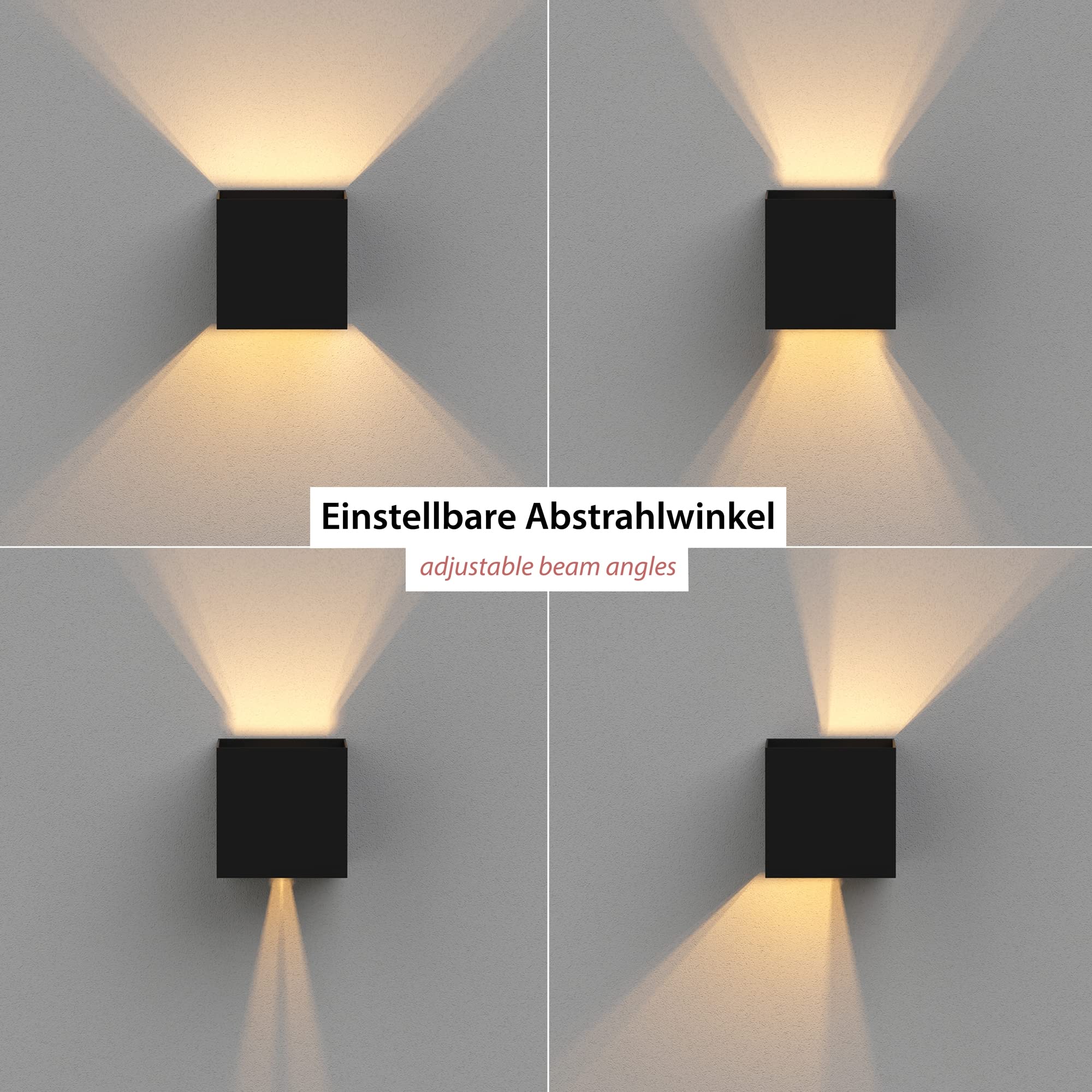 ledscom.de Wandleuchte CUBEL IP65 Up Downlight schwarz matt quadratisch G9 max. 10W
