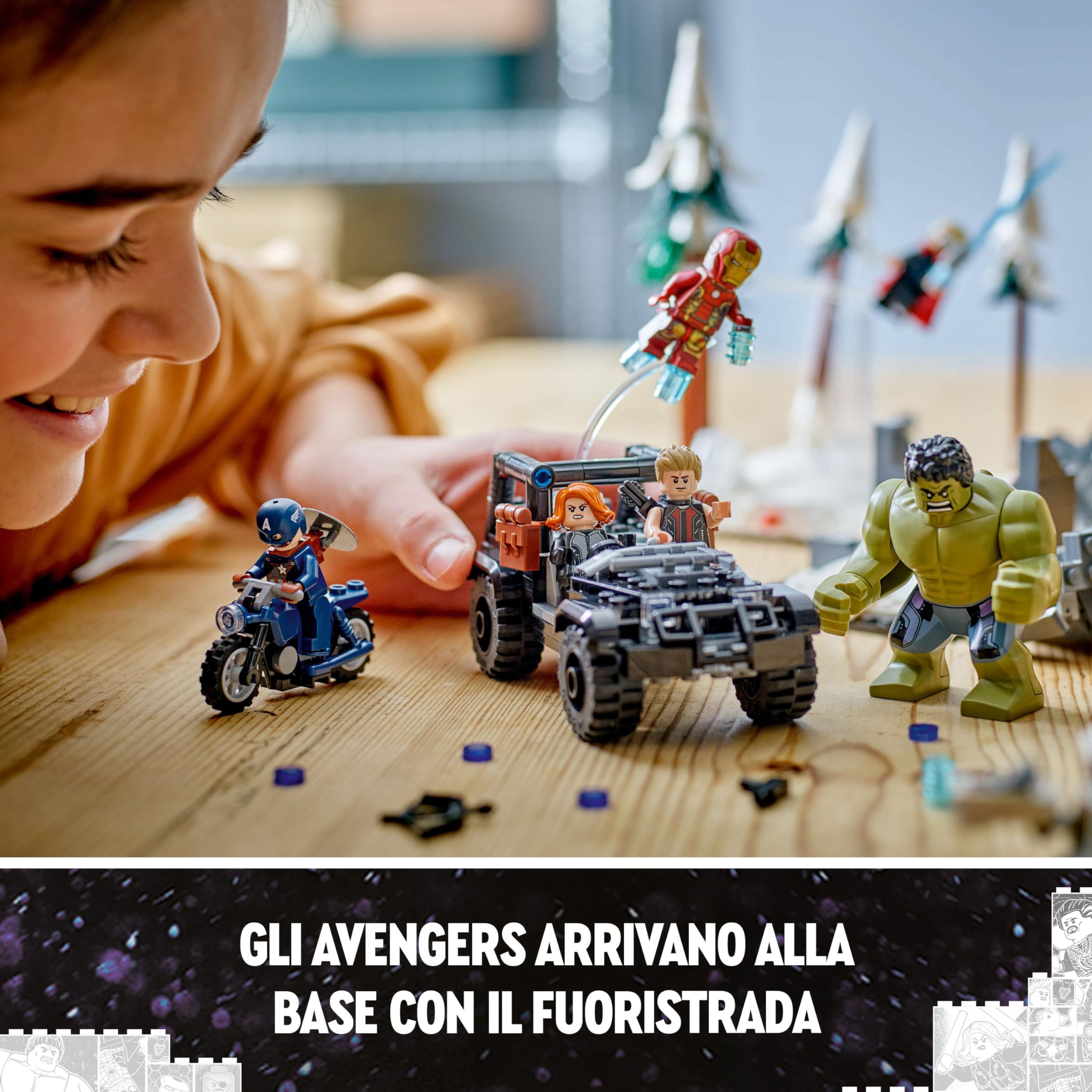 LEGO | Marvel Avengers Assemble: Age of Ultron, Set Modulare da Costruire con Scene del Film e 8 Minifigure di Supereroi Inclusi Thor, Hulk e Iron Man, Giochi per Bambini e Bambine da 10 Anni 76291