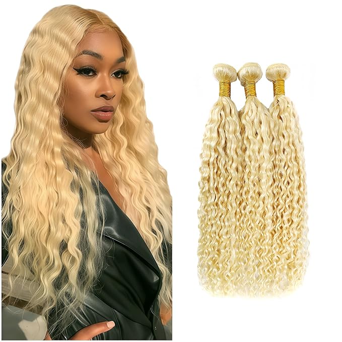 Blonde Bundles Human Hair Deep Wave Bundles 20 22 24 Inch 613 Color 12A Grade Brazilian Virgin Hair Bundles 3 Bundle Human Hair 613 Blonde Bundle