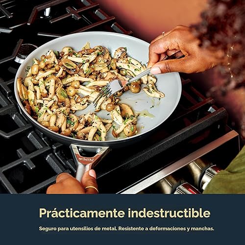 Miniatura 4 de Ninja Ceramic Pro CW39010BK - Juego de ollas y sartenes antiadherentes con tapas de vidrio, no tóxico, sin PTFE, revestimiento de cerámica, apto