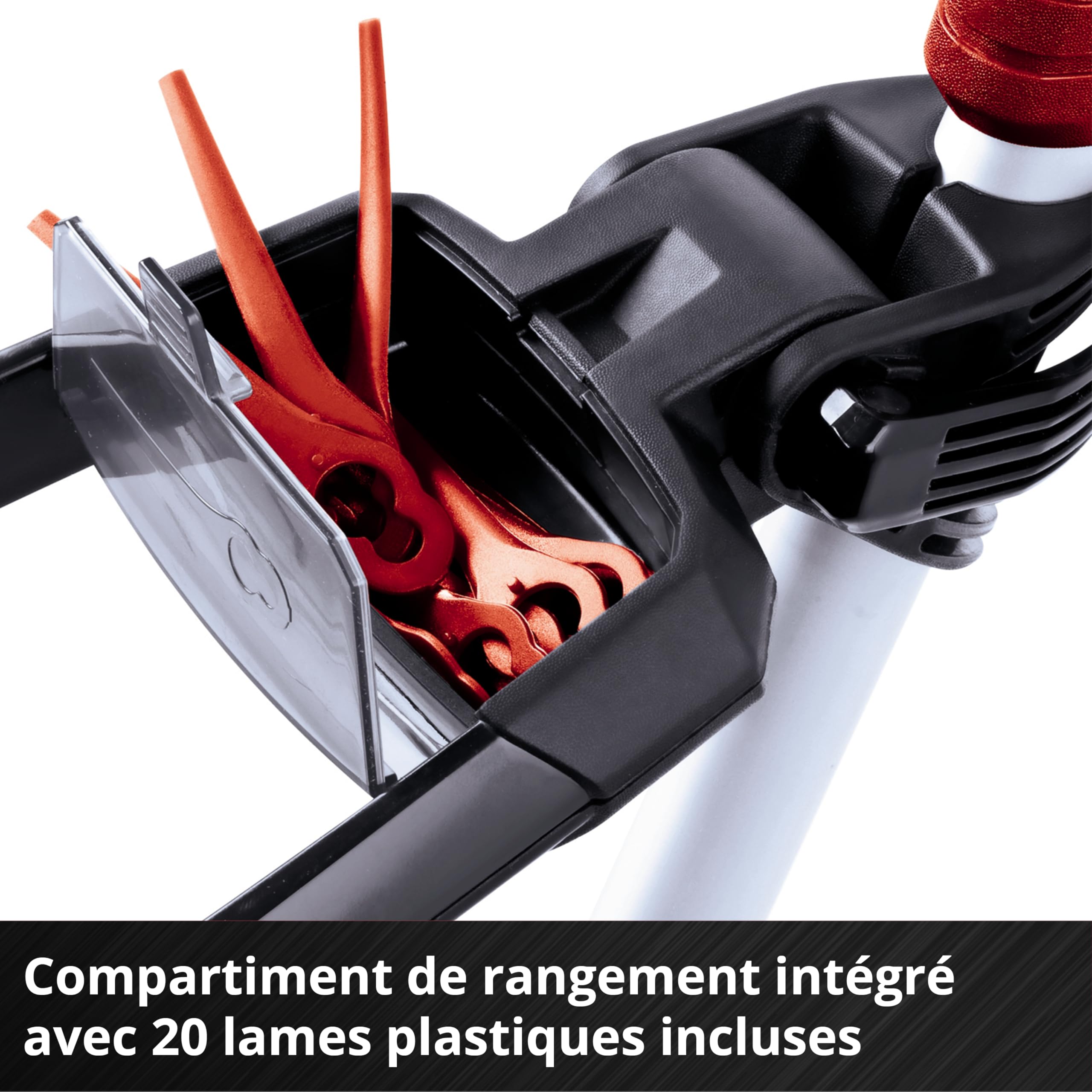 Einhell Coupe-Bordures sans Fil GE-CT 18 Li (1 x 2,5 Ah) Power X-Change (18 V, Bloc Moteur pivotant et inclinable, Dispositif d’écartement, avec 20 Lames en Plastique, Batterie 2,5 Ah et Chargeur)