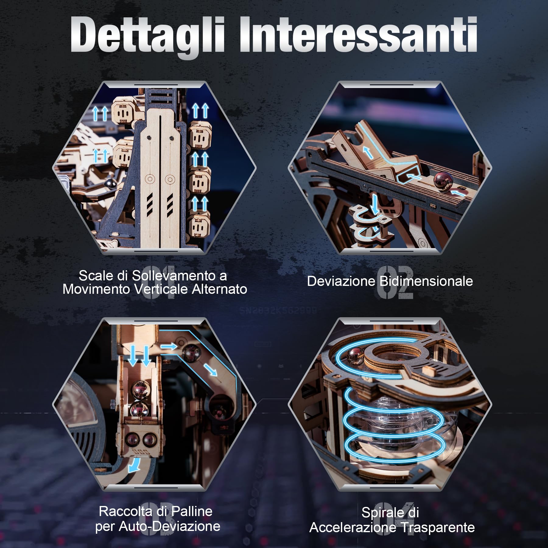 ROBOTIME Porto Spaziale delle Biglie, Modello Meccanico in Legno, LGC01