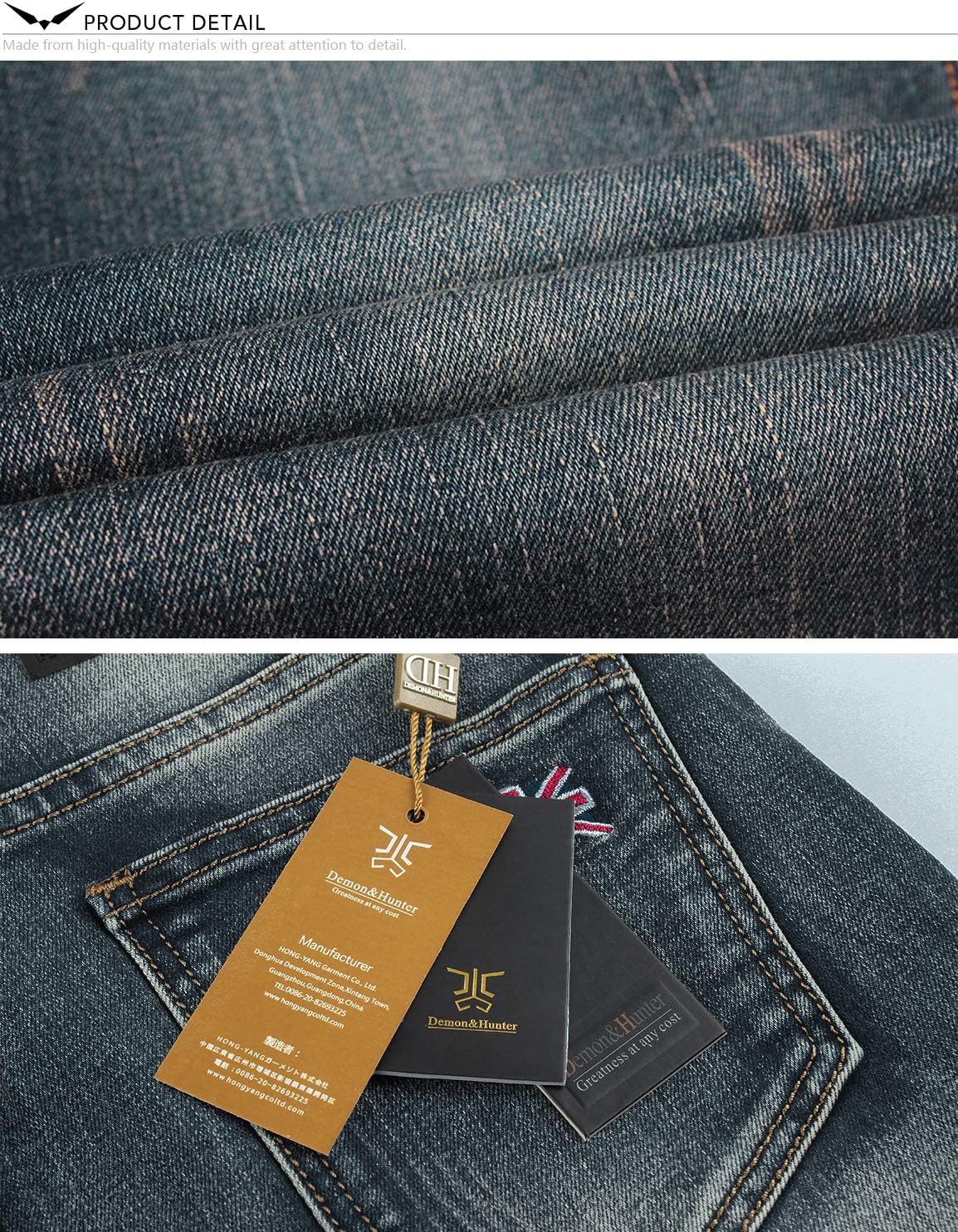 Demon&Hunter Men's Blue Skinny Fit Stretch Jeans S8L28