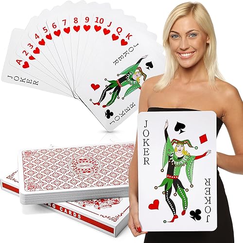 Cholemy Cartas de juego jumbo de 11 x 17 pulgadas, baraja gigante de cartas con impresión grande, cartas de cubierta completa de gran tamaño para Cholemy Cartas de juego jumbo de 11 x 17 pulgadas, baraja gigante de cartas con impresión grande, cartas de cubierta completa de gran tamaño para