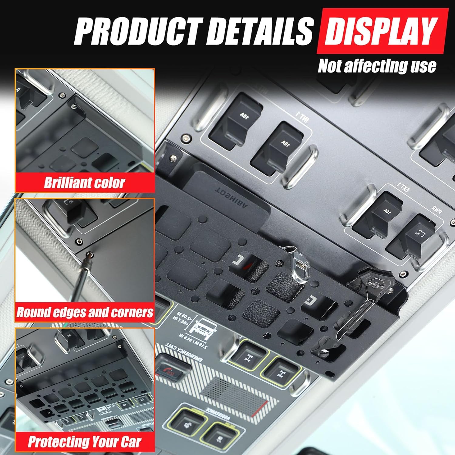 Car Roof Rack Cargo Compatible with 2020-2025 INEOS Grenadier Overhead Organizer Storage Panel, Aluminum Alloy Car Roof Control Panel Storage Basket Auto Accessories