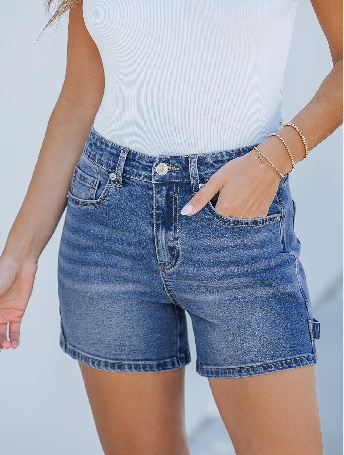 luvamia Jean Shorts for Women Trendy High Waisted Denim Shorts Carpenter Stretchy Summer Casual Mom Cut Off Jeans Shorts - Image 4
