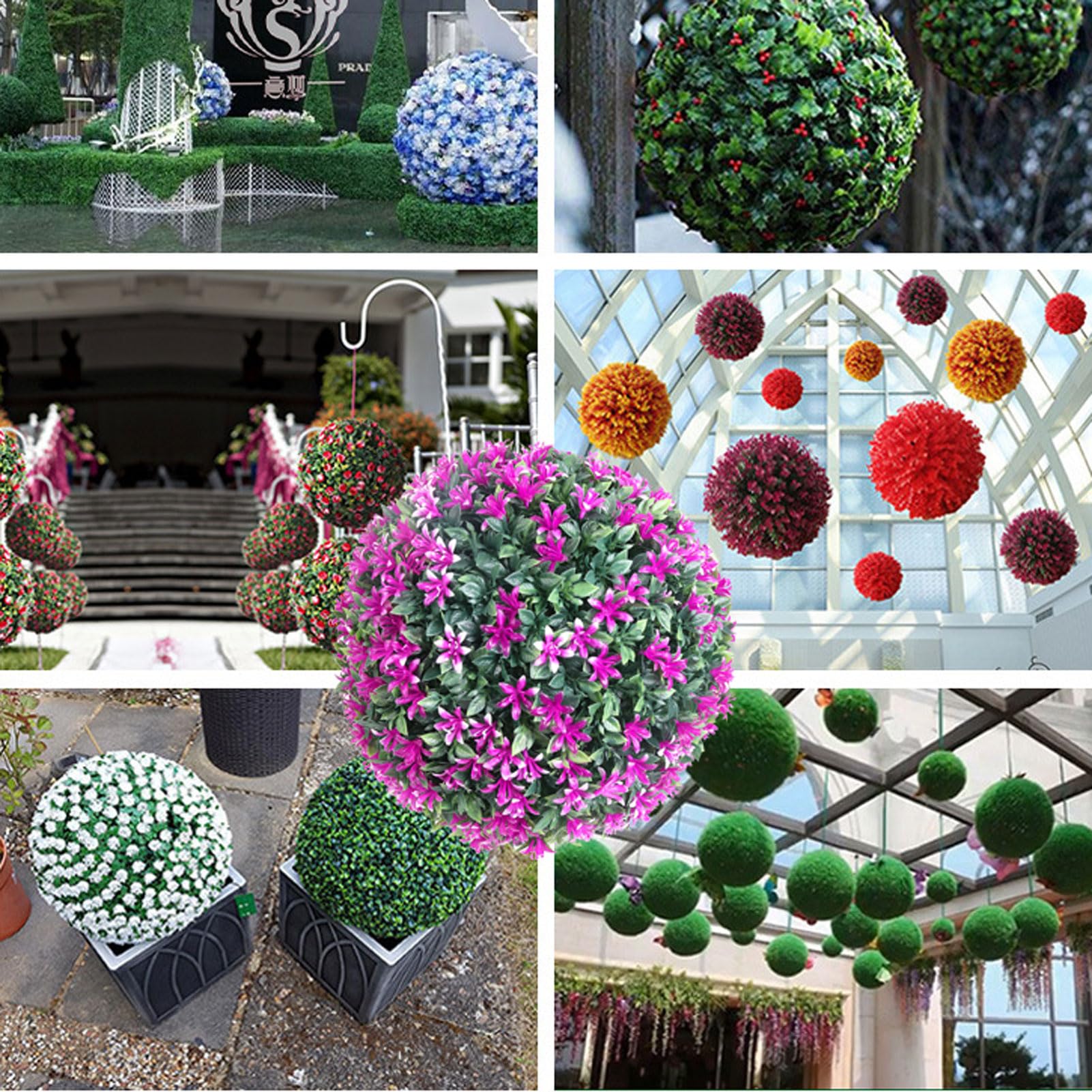 RUANLOV Buchsbaumkugeln KüNstlich, Naturgetreue Kunstpflanze Buchsbaumkugel, Wetterfeste Buchsbaumkugel für Hochzeit, Robuste KugelföRmige Gartenpflanzen, Moderne Gartendekoration (D 40cm/15.7in)