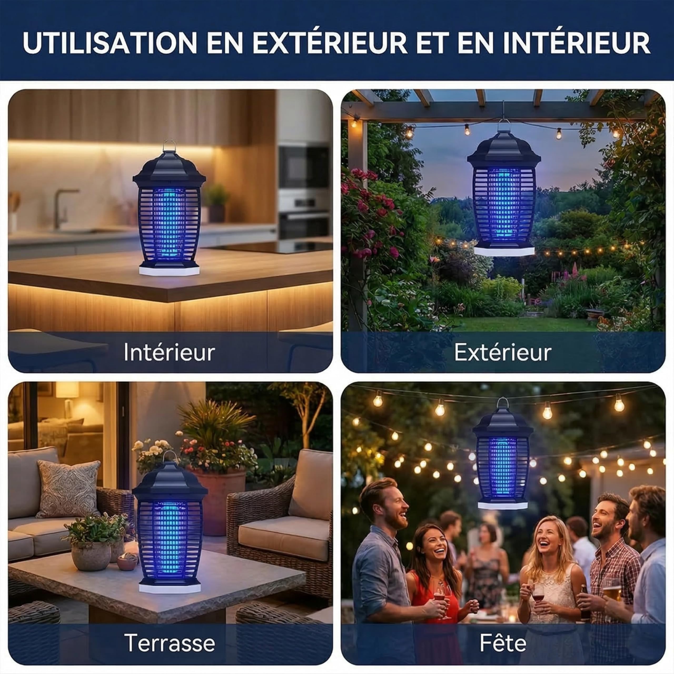Seenlast Lampe Anti Moustique Exterieur 4000V 2 en 1 18W Tueur d'Insectes Electrique LED IPX4 100m²