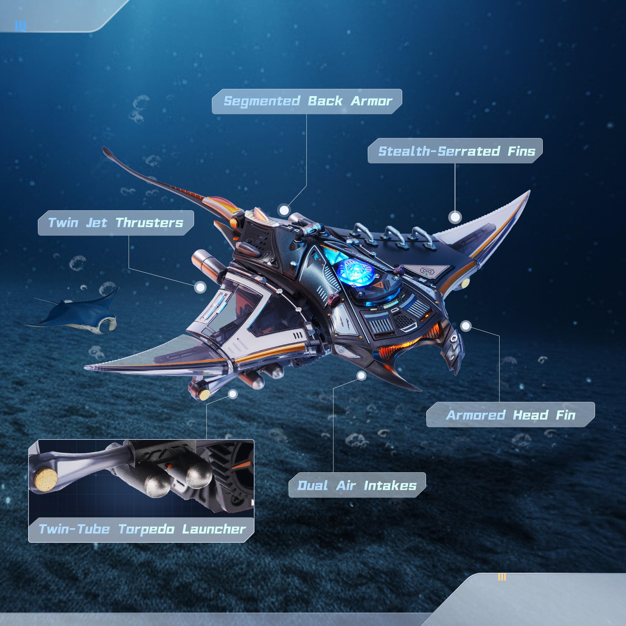 ROKR Puzzle 3D Manta Ray Ocean Modele Zestawy Cyberpunk Biurko Dekoracje Prezenty