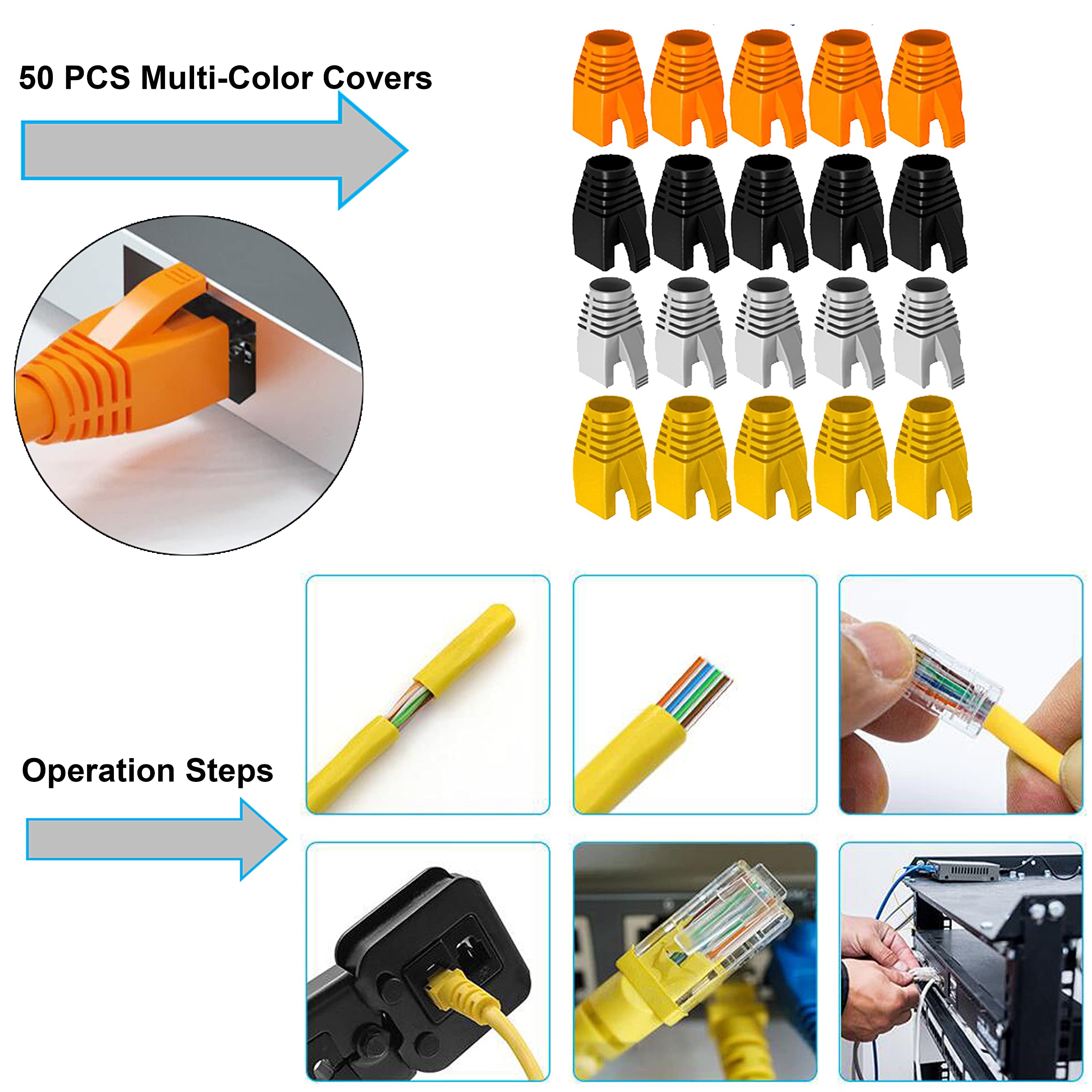 MAYLINE Pince à Sertir de RJ45 RJ11Testeur de Réseau Câble Kits d’Outils de Réparation d’Ordinateur Sertissage de CAT5 CAT6 Net Professionnel Maintenance de Testeur de Câble LAN (bleu)