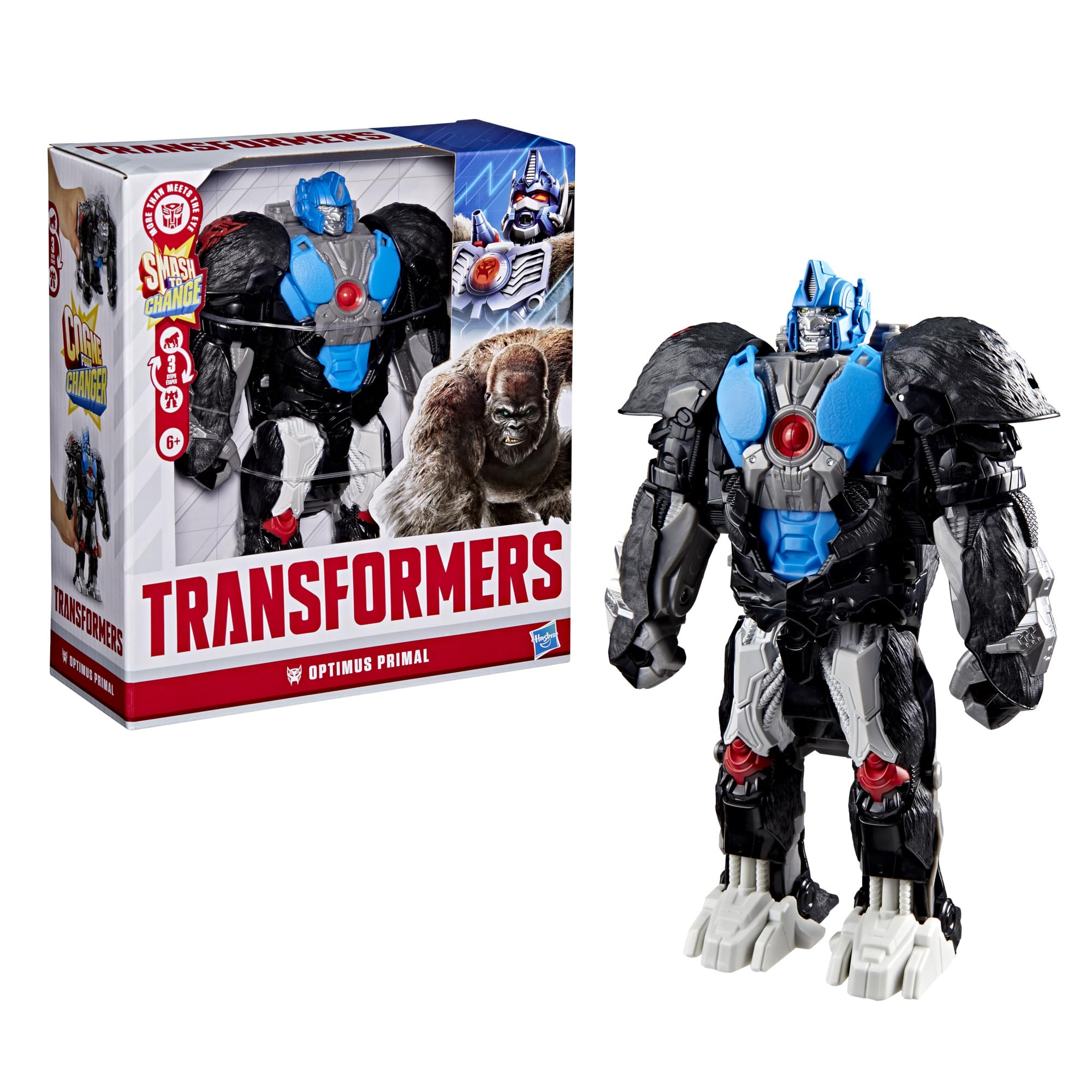 Transformers Smash Changers Optimus Primal Action Figure, Changes from Robot Toy to Gorilla Toy, Ages 6+
