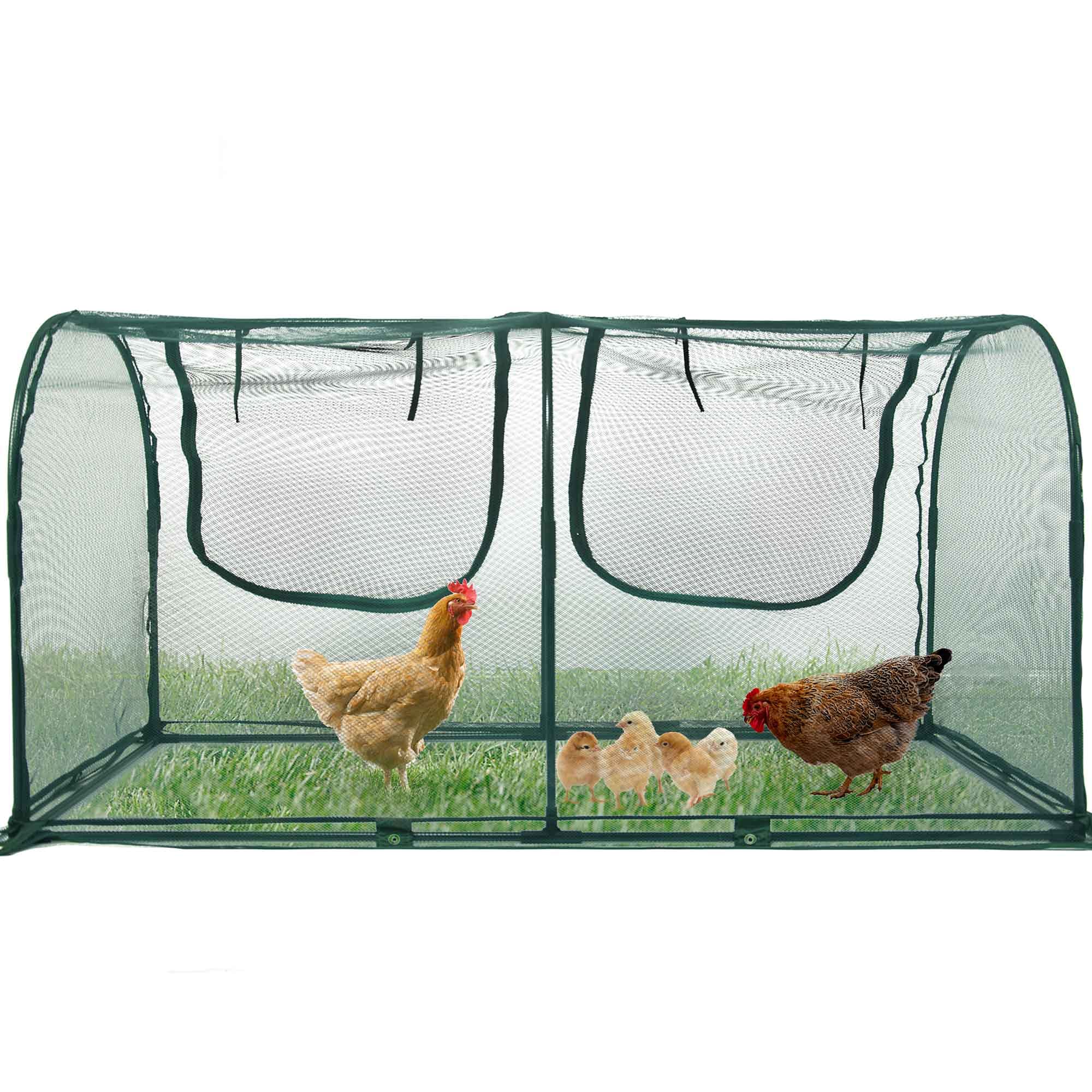 Portable Chicken Run Hen Coop,Walk-in Poultry House,Outdoor Gardening Net,Easy-up Small Animals Enclosure for Protecting Pet and Plant with Metal Frames and 10 Stakes in Backyard and Farm