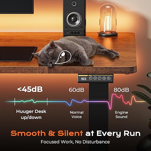 Miniatura 8 de Huuger Escritorio eléctrico grande de pie de 55 x 28 pulgadas, escritorio de computadora de altura ajustable, escritorio de 27.6 pulgadas de