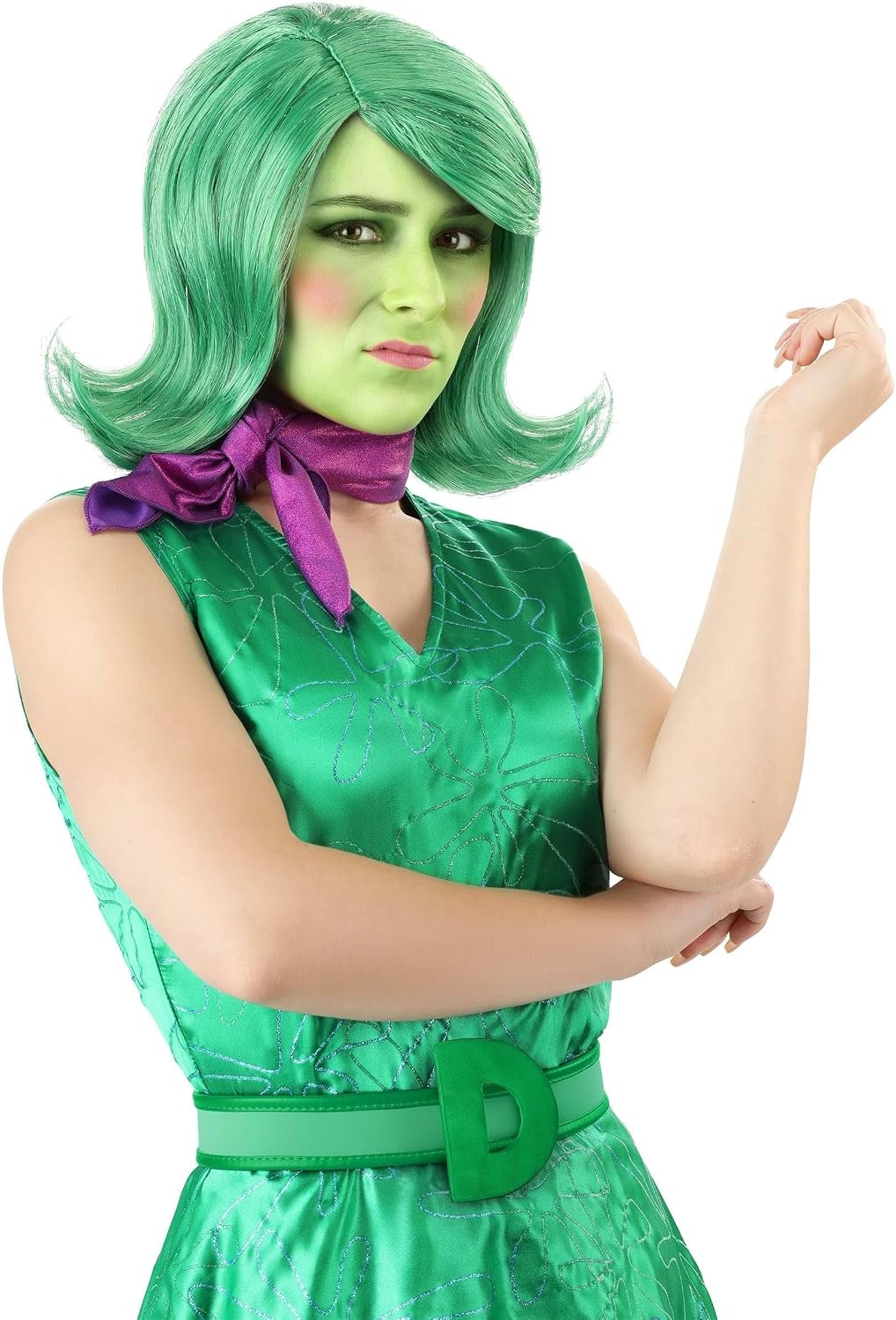 Women's Disney Inside Out Disgust Wig, Scarf, Belt Kit for Costume