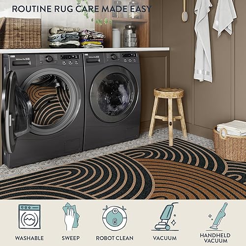 Vista 65 de Lahome Alfombra moderna de yute, de 2 x 8 pies, lavable, para entrada, granja, cocina, antideslizante, para interiores y exteriores, alfombra
