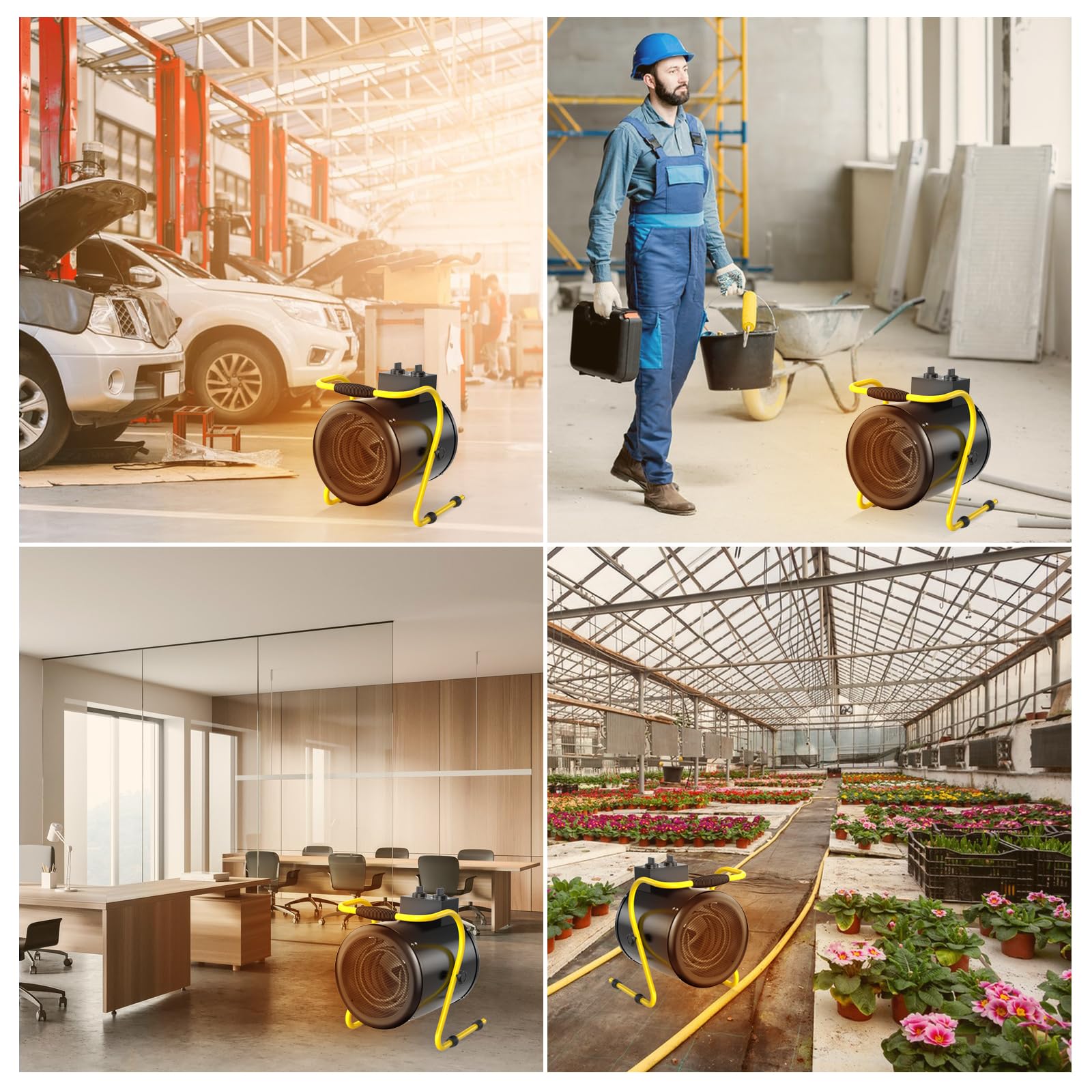 Stufetta Elettrica Industriale 3000 W Termoventilatore, Nero | Riscaldatore Elettrico Portatile, Termostato & Ventilazione, Protezione da Surriscaldamento per Officina, Garage e Cantiere