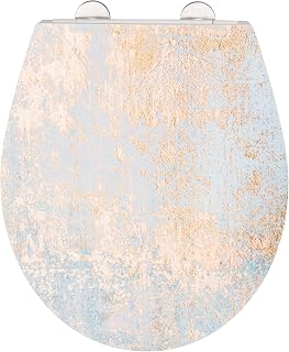 WENKO WC-Sitz Mod. Agate, Toilettensitz aus antibakteriellem Duroplast mit Absenkautomatik und rostfreier Fix-Clip Edelstahl Hygiene Befestigung, WC-Deckel mit Relief-Oberfläche, 38 x 44,5 cm