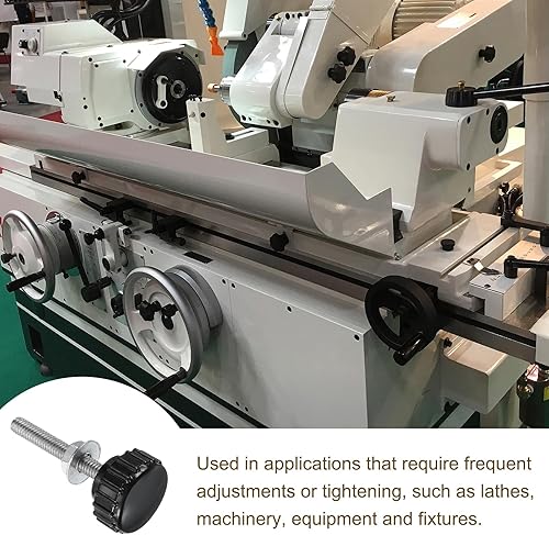 Miniatura 252 de uxcell Juego de 4 perillas moleteadas, tornillos de pulgar con tuercas y arandelas, rosca macho métrica M6 x 1.378 in, cabeza de plástico de 0.984