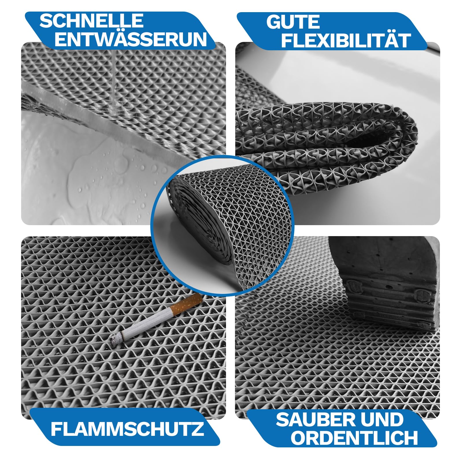 Tapis de drainage PVC 90 * 300 cm, 5,5 mm d’épaisseur antidérapant pour piscine, tapis de cuisine commercial, tapis de douche, tapis de salle de bain pour zone humide de cuisine, zone humide de