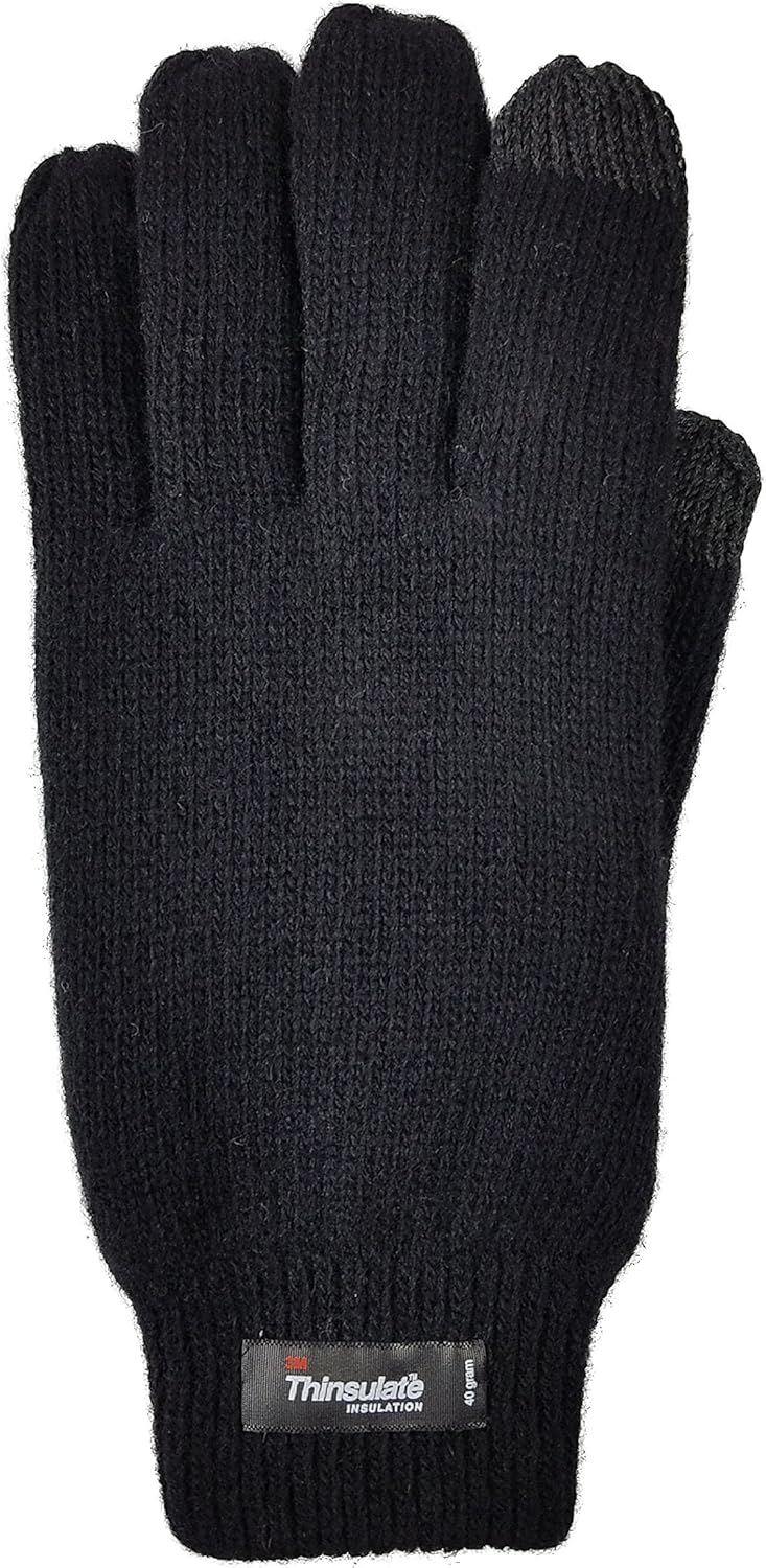 BRUCERIVER Men Pure Wool Knit Gloves with Thinsulate Lining and Elastic Rib Cuff - Image 2