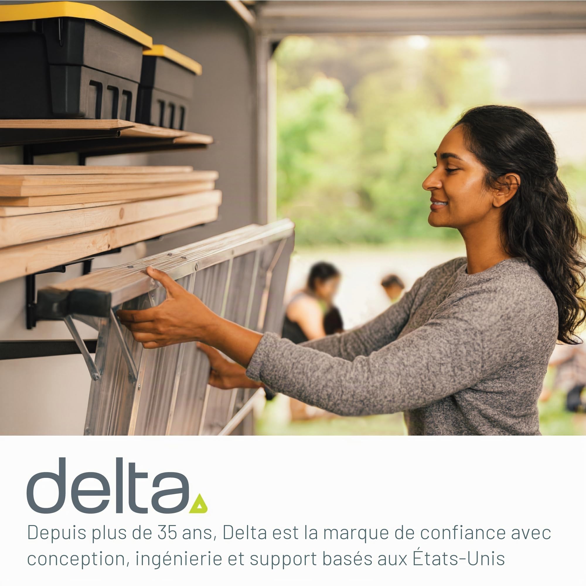 Delta Cycle & Home Étagère de Rangement en Bois et Acier Robuste pouvant Supporter jusqu'à 362,9 kg – Facile à Installer – Bras entièrement réglables – Rangement pour Garage